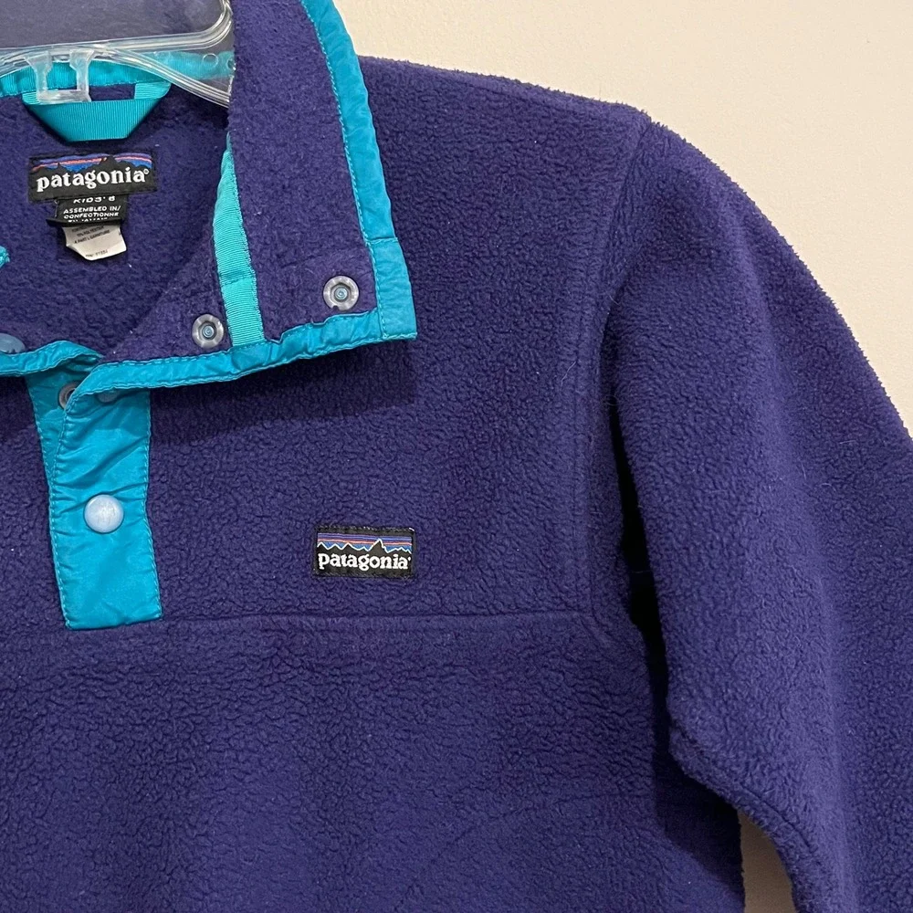 VTG Kids Patagonia Synchilla Fleece Pullover Jacket Snap T Purple Size 6